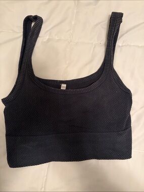 Women’s Ribbed Scoop Neck Crop Tank Top - Navy